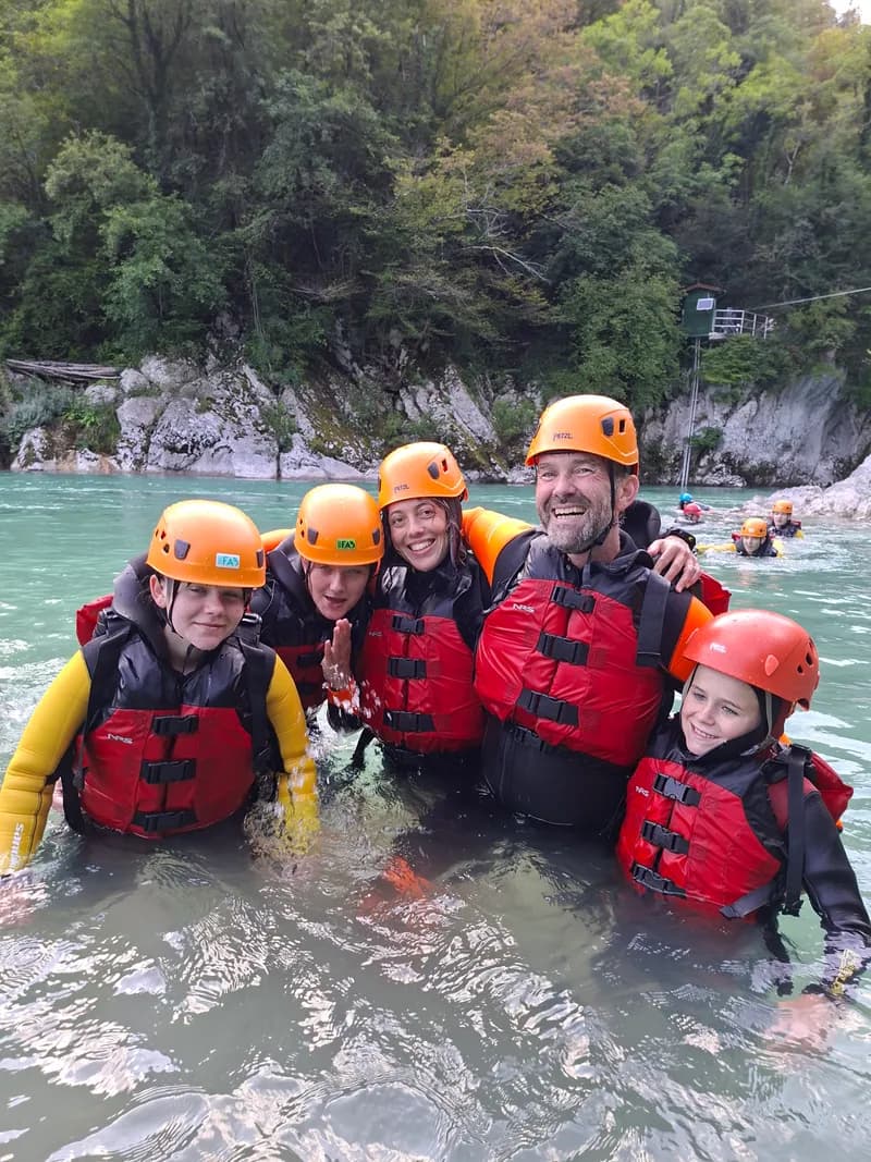 Happy family after body rafting